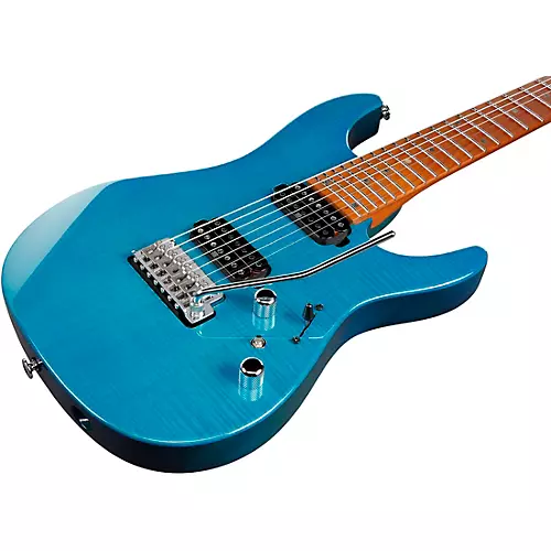 Ibanez MM7 Martin Miller Signature Electric Guitar Transparent Aqua Blue - musicians--Friend