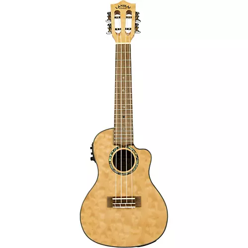 Lanikai QM-CEC Quilted Maple Concert Acoustic-Electric Ukulele Transparent Blue - musicians--Friend
