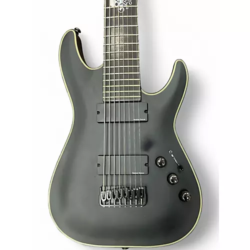 Used Schecter Guitar Research Blackjack V8 Black Solid Body Electric Guitar Black - musicians--Friend
