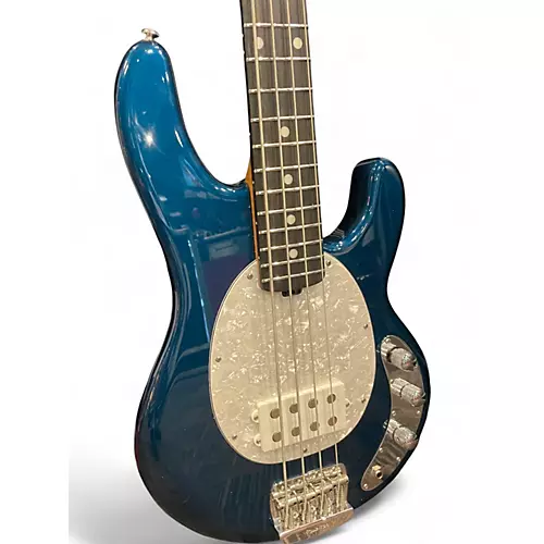 Used 2024 Ernie Ball Music Man STRINGRAY SHORT SCALE BLUE Electric Bass Guitar BLUE - musicians--Friend