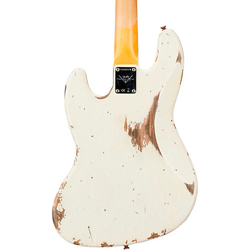 Fender Custom Shop 1960 Jazz Bass Guitar Heavy Relic Aged Olympic White - musicians--Friend