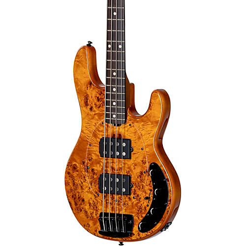 Sterling by Music Man StingRay RAY34 HH Poplar Burl Top Bass Amber - musicians--Friend