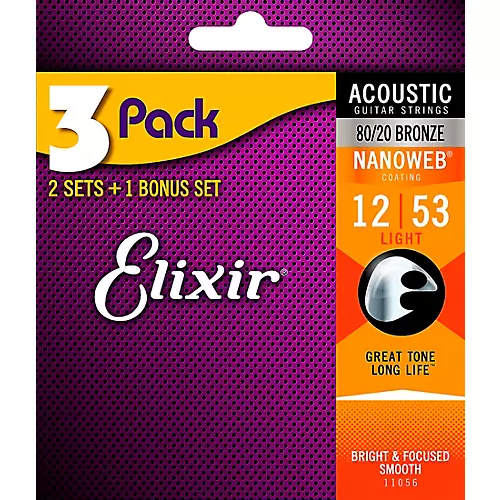 Elixir Light Nanoweb Acoustic Guitar Strings - musicians--Friend