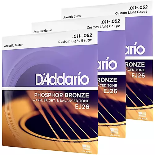 D'Addario EJ26-3D 3-Pack Custom Light Acoustic Guitar Strings - musicians--Friend
