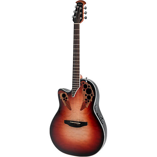 Ovation CE44LX-1R-G Celebrity Series Elite Plus Mid-Depth Left-Handed Acoustic-Electric Guitar Ruby Burst - musicians--Friend