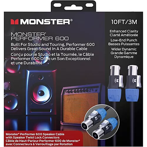 Monster Cable Prolink Performer 600 Speaker Cable with Speak-On Connectors 10 ft. Black - musicians--Friend