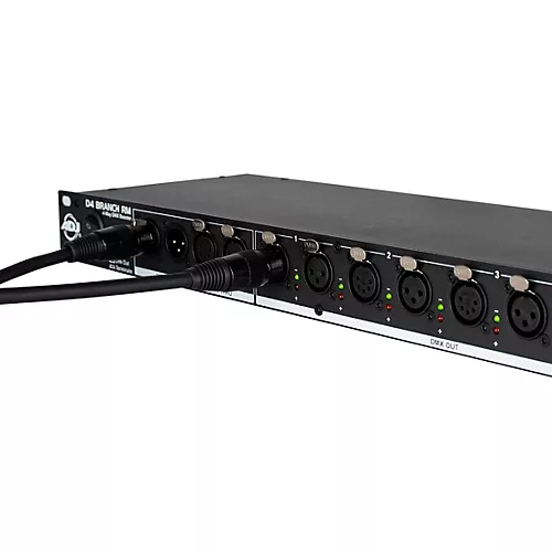 American DJ D4 Branch RM Single Rack Space, 4-way Distributor/Booster with 3-pin and 5-pin XLR Input and Output Jacks - musicians--Friend