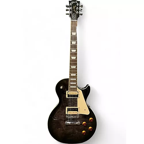 Used 2021 Gibson Les Paul Traditional Pro V Flame Top Ebony Burst Solid Body Electric Guitar Ebony Burst - musicians--Friend
