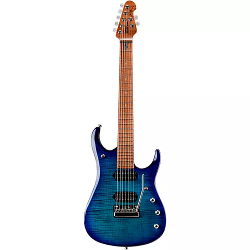 Ernie Ball Music Man JP15 Roasted Flame Maple Top 7-String Electric Guitar Cerulean Paradise - musicians--Friend