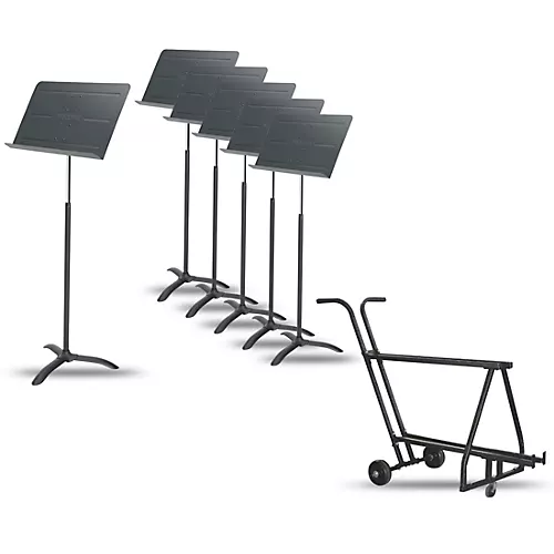 Proline 6-Pack Professional Orchestral Music Stand With Manhasset Music Stand Short Storage Cart (Holds 12-13) - musicians--Friend