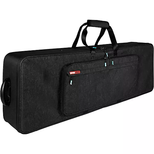 Gator GKP76-BLK Semi-Rigid Lightweight Pro Wheeled Case for 76-Note Keyboards; Charcoal Black Electric Blue Interior - musicians--Friend