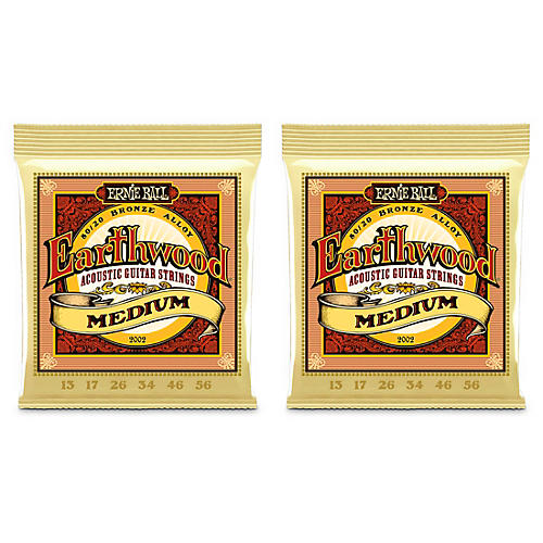 Ernie Ball 2002 Earthwood 80/20 Bronze Medium Acoustic Guitar Strings 2-Pack - musicians--Friend