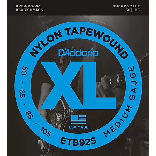 D'Addario ETB92S Black Nylon Tapewound Short Scale Bass Strings - musicians--Friend