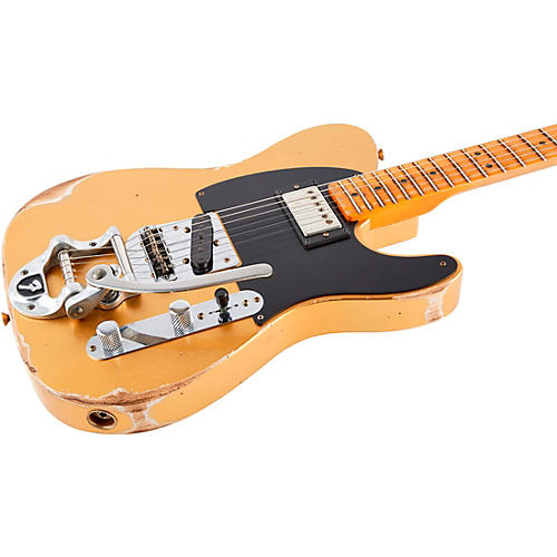 Fender Custom Shop '50s Vibra Telecaster Limited-Edition Heavy Relic Electric Guitar Aztec Gold - musicians--Friend