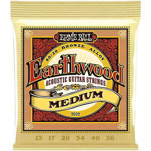 Ernie Ball 2002 Earthwood 80/20 Bronze Medium Acoustic Guitar Strings - musicians--Friend