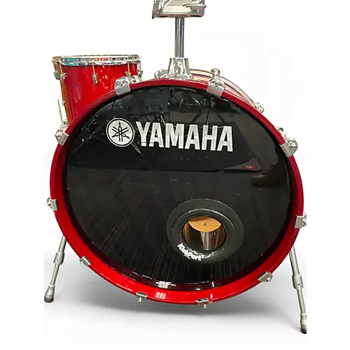 Used 2000s Yamaha 4 Piece Birch Custom Absolute Trans Red Drum Kit Trans Red - musicians--Friend