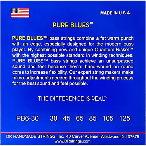 DR Strings Pure Blues Medium 6-String Bass Strings (30-125) - musicians--Friend