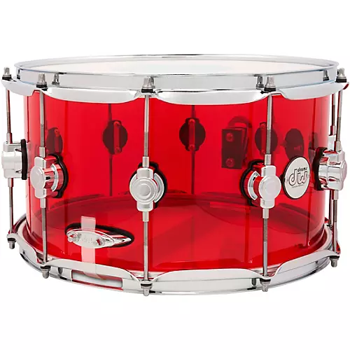 DW Design Series Acrylic Ruby Snare Drum 14 x 6.5 in. Ruby Glass - musicians--Friend