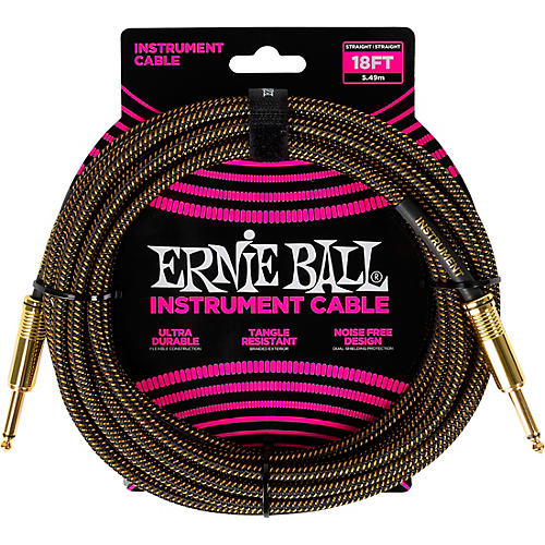 Ernie Ball Braided Instrument Cable Straight/Straight 18 ft. Pay Dirt - musicians--Friend