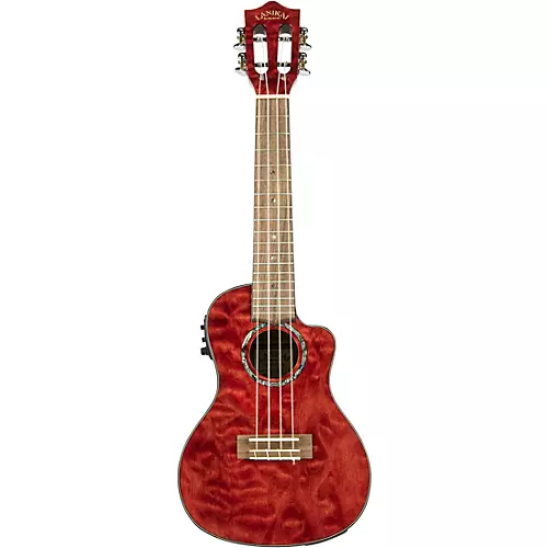 Lanikai QM-CEC Quilted Maple Concert Acoustic-Electric Ukulele Transparent Blue - musicians--Friend