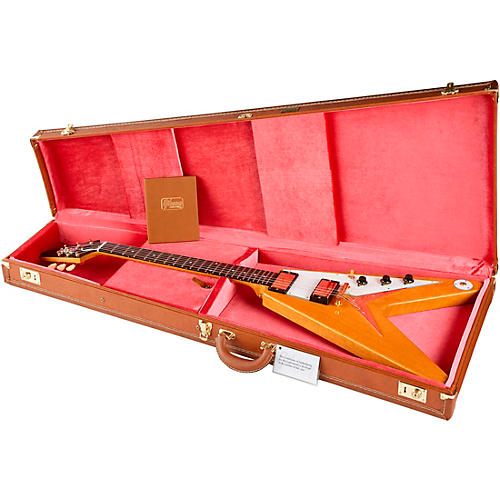 Gibson Custom 1958 Korina Flying V White Pickguard Electric Guitar Natural - musicians--Friend