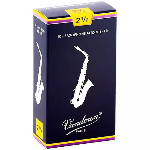 Vandoren SR21 Traditional Alto Saxophone Reeds Strength 2.5 Box of 10 - musicians--Friend