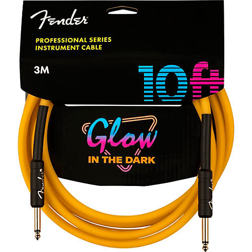 Fender Professional Series Glow in the Dark Straight to Straight Instrument Cable 10 ft. Orange - musicians--Friend