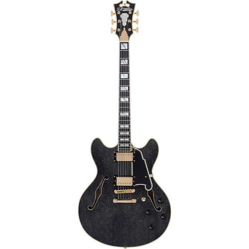D'Angelico Excel Series DC Semi-Hollow Electric Guitar With USA Seymour Duncan Humbuckers and Stopbar Tailpiece Black Dog - musicians--Friend