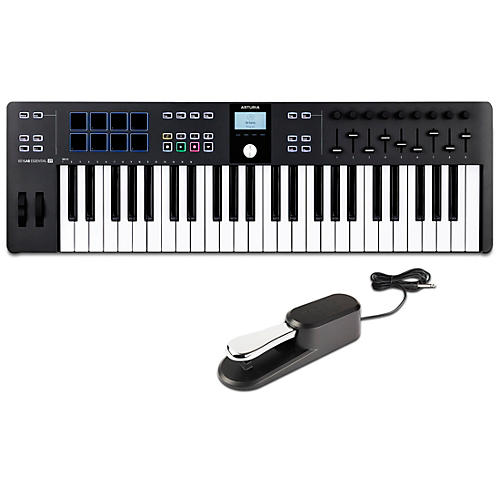 Arturia KeyLab Essential 49 mk3 Keyboard Controller With Universal Sustain Pedal Black - musicians--Friend