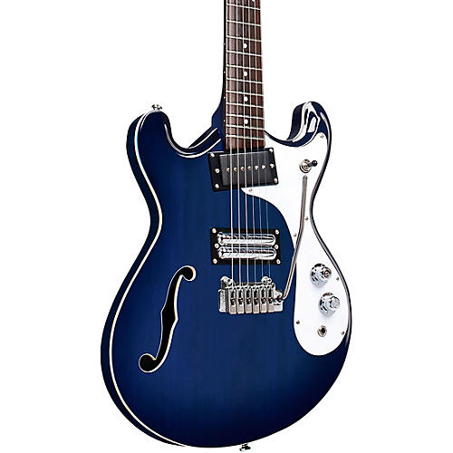 Danelectro 66BT Semi-Hollow Baritone Electric Guitar Transparent Blue - musicians--Friend