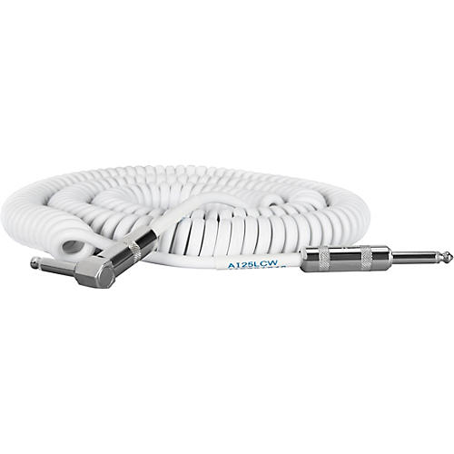 Livewire Advantage Instrument Cable Coiled Angled/Straight 25 ft. White - musicians--Friend