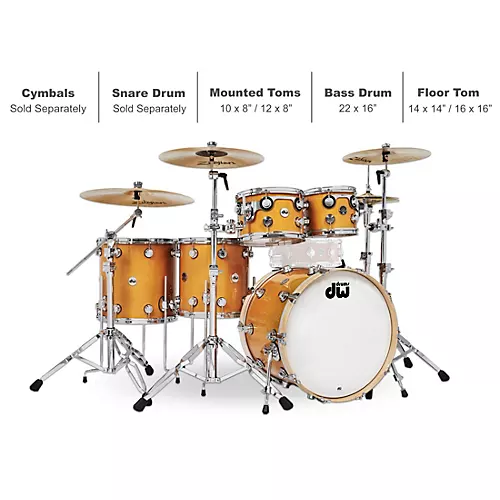 DW 5-Piece Collector's Series Santa Monica Shell Pack With Chrome Hardware Butterscotch - musicians--Friend