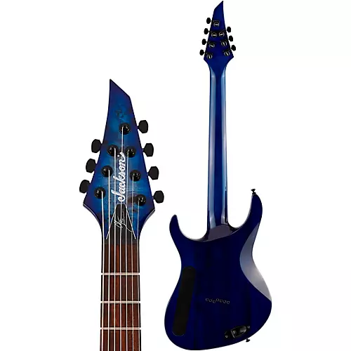 Jackson Pro Series Signature Chris Broderick Soloist HT7P 7 String Electric Guitar Transparent Blue - musicians--Friend