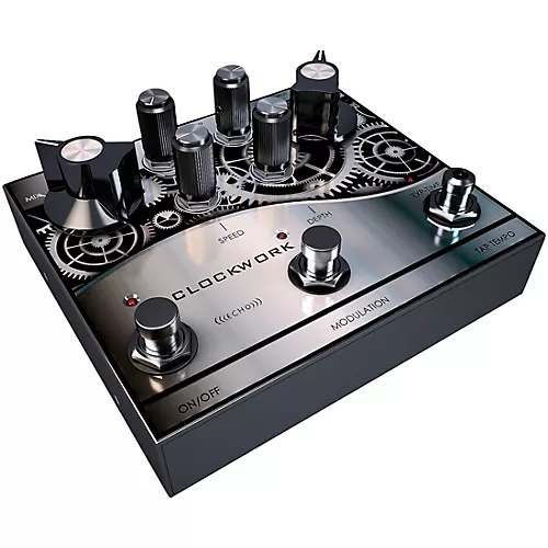 J.Rockett Audio Designs Clockwork Echo Delay Effects Pedal Silver and Black - musicians--Friend