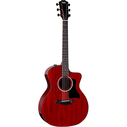 Taylor 224ce Mahogany Special-Edition Grand Auditorium Acoustic-Electric Guitar Trans Red - musicians--Friend