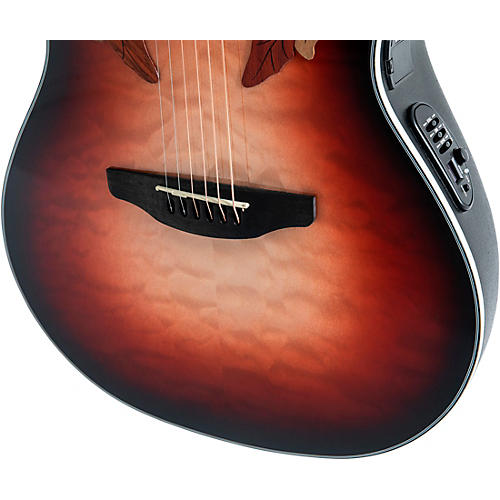 Ovation CE44LX-1R-G Celebrity Series Elite Plus Mid-Depth Left-Handed Acoustic-Electric Guitar Ruby Burst - musicians--Friend
