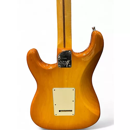 Used 2016 Fender Custom Dlx Stratocaster Flamed Amber Solid Body Electric Guitar Flamed Amber - musicians--Friend