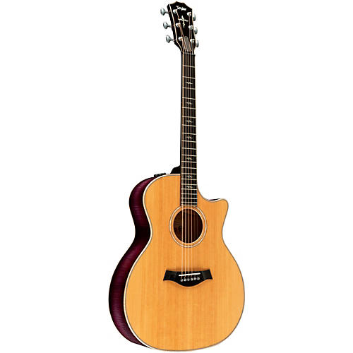 Taylor Custom Sitka Spruce-Flamed Maple Grand Auditorium Acoustic-Electric Guitar Lilac Wine - musicians--Friend