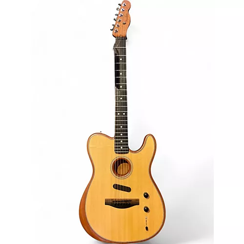 Used Fender American Acoustasonic Telecaster Natural Acoustic Electric Guitar Natural - musicians--Friend