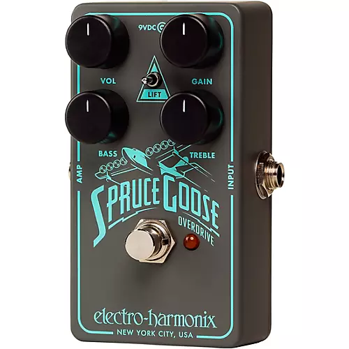 Electro-Harmonix Spruce Goose Overdrive Effects Pedal Grey and Teal - musicians--Friend