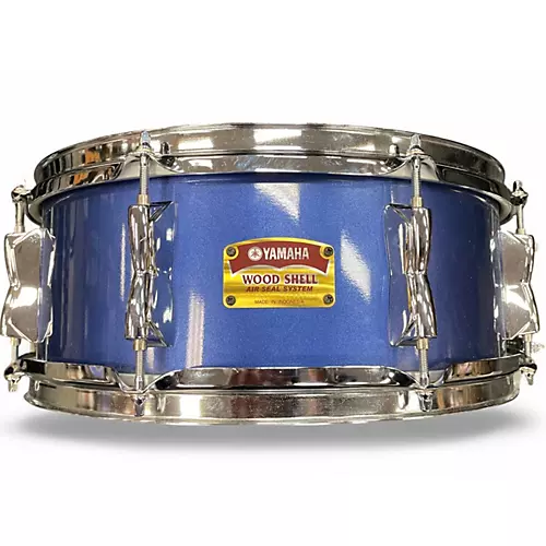 Used Yamaha 5X14 Wood Shell Blue Drum Blue 8 - musicians--Friend