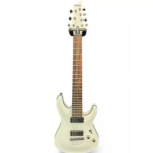 Used Schecter Guitar Research Demon 7 String white Solid Body Electric Guitar white - musicians--Friend