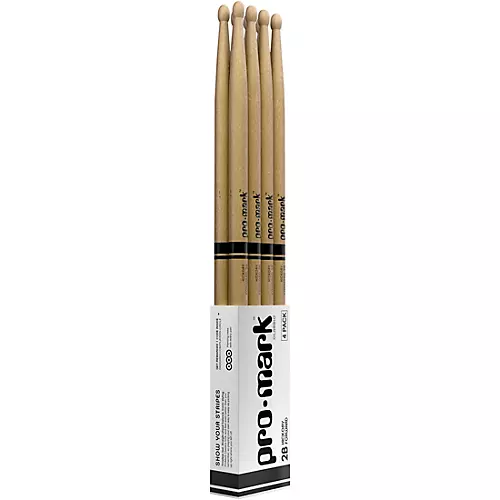 Promark Classic Forward Hickory Oval Wood Tip Drum Sticks 4-Pack 2B Wood - musicians--Friend