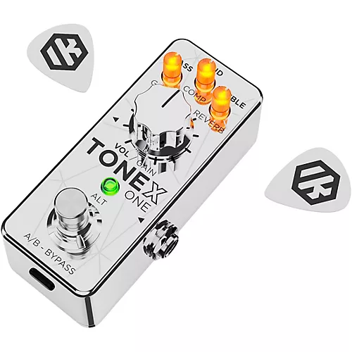 IK Multimedia TONEX ONE Limited-Edition Joe Satriani Collection Modeling Amp & Distortion Effects Pedal Silver - musicians--Friend