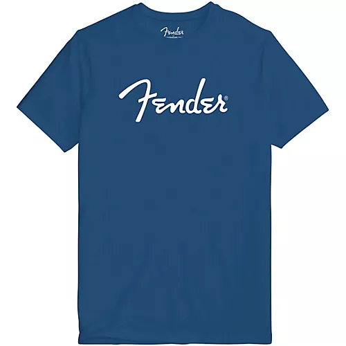Fender Logo T-Shirt Small Blue - musicians--Friend