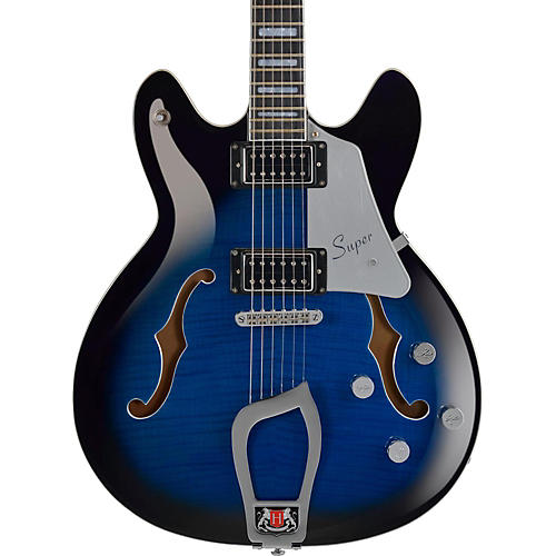 Hagstrom Super Viking Flame Maple Electric Guitar Dark Baltic Sea - musicians--Friend