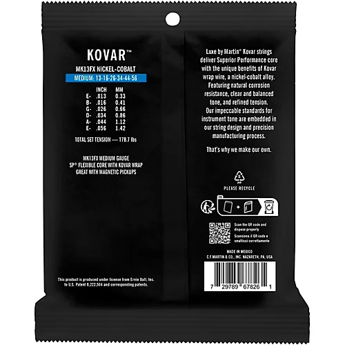 Martin Luxe by Martin Kovar Flexible Core Nickel Cobalt Acoustic Guitar Strings Light (12-54) - musicians--Friend