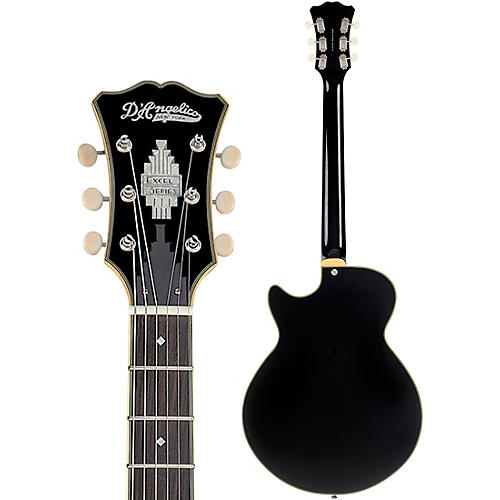 D'Angelico Excel SS Tour Semi-Hollow Electric Guitar With Supro Bolt Bucker Pickups and Stopbar Tailpiece Solid Black - musicians--Friend
