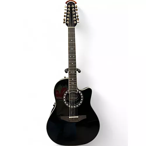 Used Ovation 2056AX5 Pro Legend Black 12 String Acoustic Electric Guitar Black - musicians--Friend