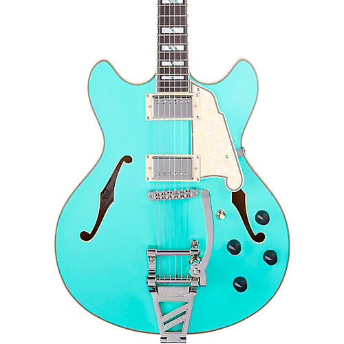 D'Angelico Deluxe DC Semi-Hollow Electric Guitar With D'Angelico Shield Tremolo Matte Surf Green - musicians--Friend